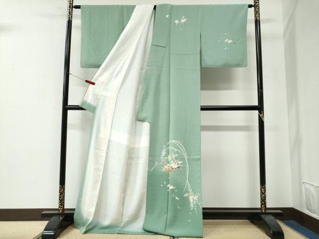 平和屋着物●京加賀友禅　百貫石峰　訪問着　花籠文　松坂屋扱い　ロング丈　正絹　逸品　CABG0038yc