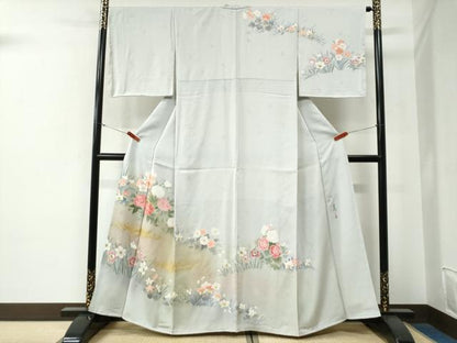平和屋着物●京友禅の第一人者　松井青々　訪問着　草花文　暈し染め　金彩　正絹　逸品　未使用　CABG0039yc