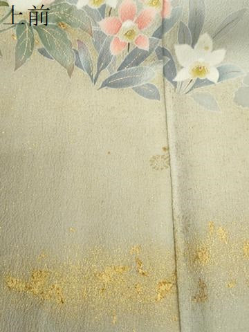 平和屋着物●京友禅の第一人者　松井青々　訪問着　草花文　暈し染め　金彩　正絹　逸品　未使用　CABG0039yc