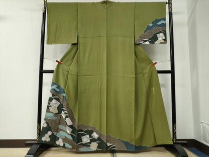 平和屋着物●染色の魔術師　染乃座・大久保玄才　そめのざ玄才　訪問着　色紙吉祥花文　金彩　正絹　逸品　未使用　CABG0040yc