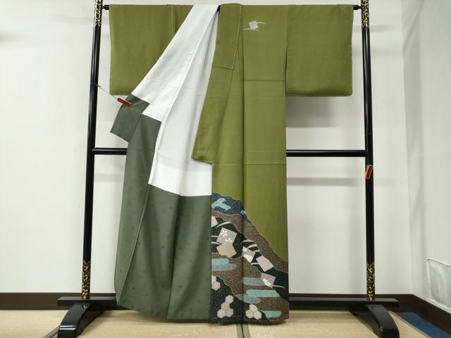 平和屋着物●染色の魔術師　染乃座・大久保玄才　そめのざ玄才　訪問着　色紙吉祥花文　金彩　正絹　逸品　未使用　CABG0040yc