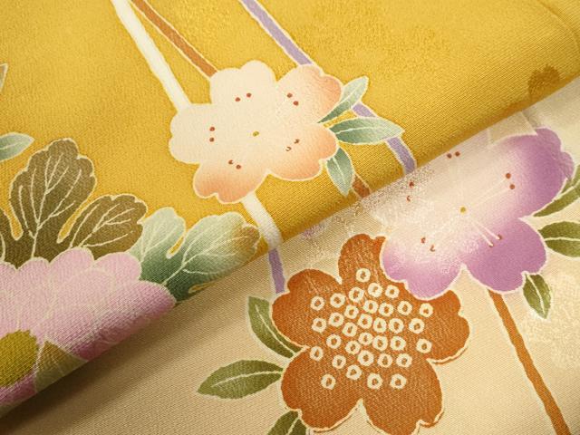 平和屋着物●世界的ファッションデザイナー　山本寛斎　kansaiブランド　振袖　牡丹舞桜文　ラメ糸　暈し染め　正絹　逸品　CABG0041yc