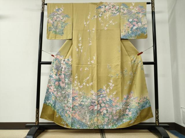 平和屋着物●訪問着　浜松草花文　金彩　正絹　逸品　未使用　CABG0043yc