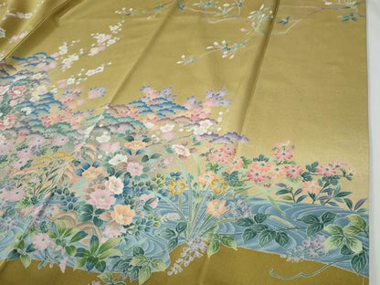 平和屋着物●訪問着　浜松草花文　金彩　正絹　逸品　未使用　CABG0043yc
