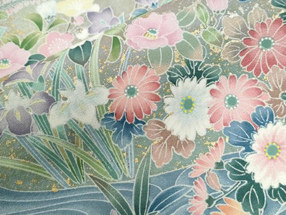 平和屋着物●訪問着　浜松草花文　金彩　正絹　逸品　未使用　CABG0043yc