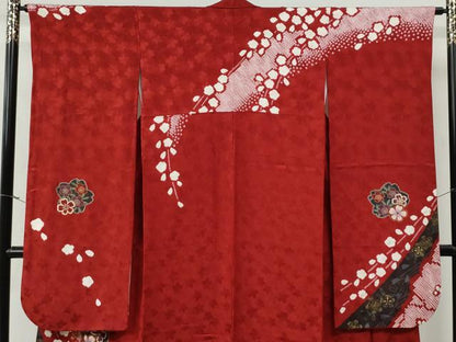 平和屋着物●豪華振袖　駒刺繍　絞り　舞桜文　金彩　やまと誂製　正絹　逸品　未使用　CABG0044yc
