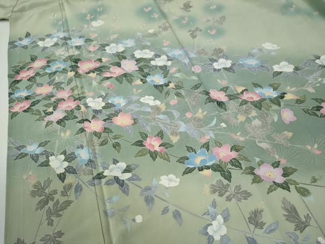 平和屋着物●十日町友禅作家　一梗　訪問着　枝花文　暈し染め　松坂屋扱い　正絹　逸品　CABG0045yc
