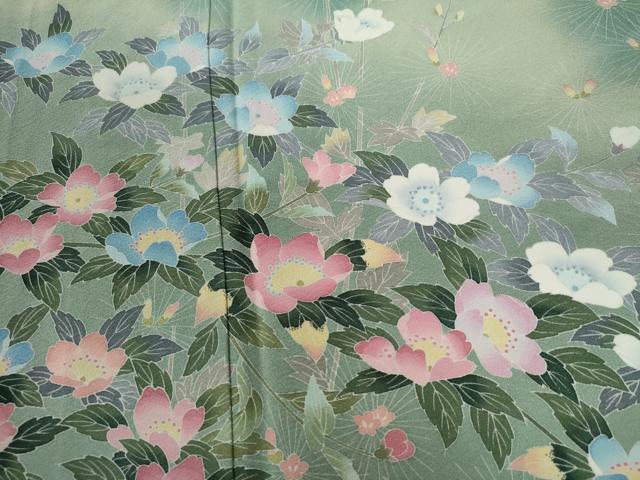 平和屋着物●十日町友禅作家　一梗　訪問着　枝花文　暈し染め　松坂屋扱い　正絹　逸品　CABG0045yc
