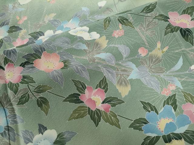 平和屋着物●十日町友禅作家　一梗　訪問着　枝花文　暈し染め　松坂屋扱い　正絹　逸品　CABG0045yc