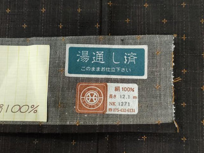 平和屋着物●三代目市三郎　大原紬　十字絣　証紙付き　正絹　逸品　CABG0048yc
