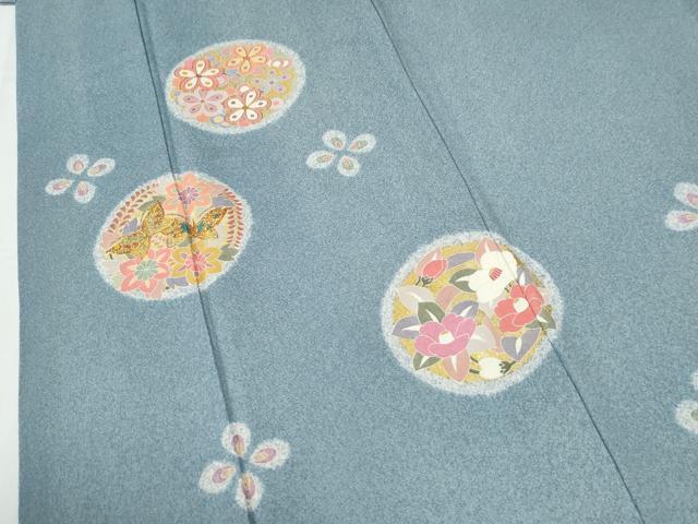 平和屋着物●京友禅作家　松井佚鴦　訪問着　駒刺繍　花蝶丸文　金彩　正絹　逸品　CABG0050yc