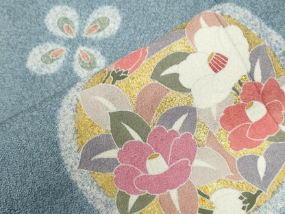 平和屋着物●京友禅作家　松井佚鴦　訪問着　駒刺繍　花蝶丸文　金彩　正絹　逸品　CABG0050yc