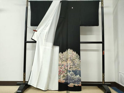 平和屋着物●本加賀友禅作家　西川健一　黒留袖　樹林風景文　正絹　逸品　未使用　CABG0057yc