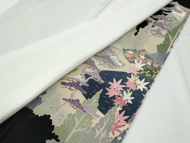 平和屋着物●本加賀友禅作家　西川健一　黒留袖　樹林風景文　正絹　逸品　未使用　CABG0057yc