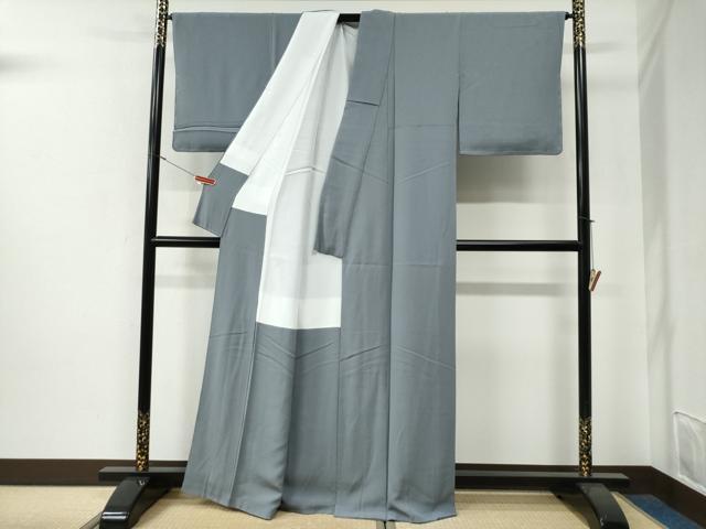 平和屋着物●上質な色無地　錫色　正絹　逸品　未使用　CABG0062yc