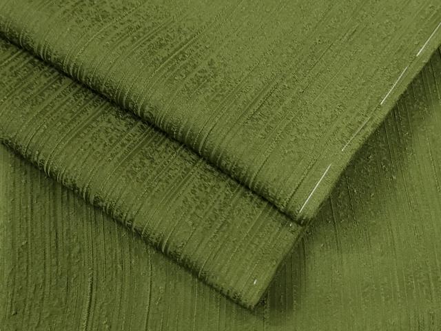 平和屋着物●上質な色無地　霞地紋　草色　さが美扱い　正絹　逸品　未使用　CABG0063yc