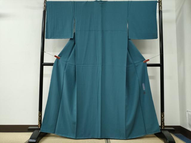 平和屋着物●染色作家　草野一騎監修　色無地　納戸色　正絹　逸品　未使用　CABG0065yc