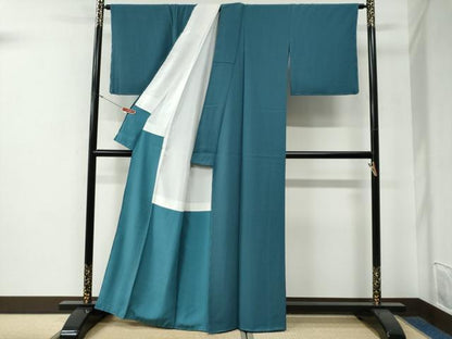 平和屋着物●染色作家　草野一騎監修　色無地　納戸色　正絹　逸品　未使用　CABG0065yc