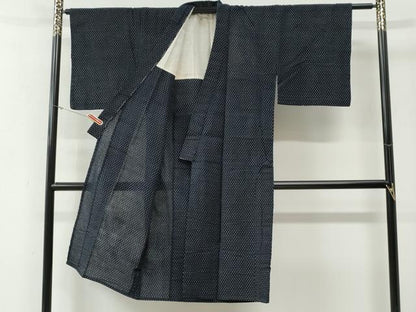 平和屋着物●男性　久留米絣　単衣　吉祥文　綿　逸品　CABG0072yc