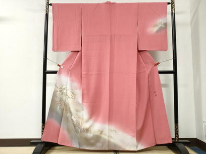 平和屋着物●染色作家　草野一騎　訪問着　枝花文　暈し染め　正絹　逸品　CABG0077yc