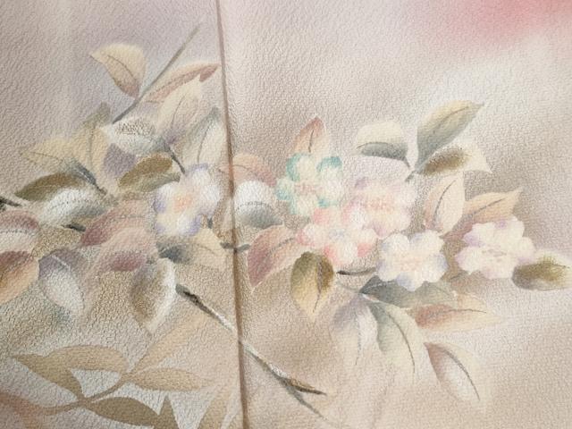 平和屋着物●染色作家　草野一騎　訪問着　枝花文　暈し染め　正絹　逸品　CABG0077yc