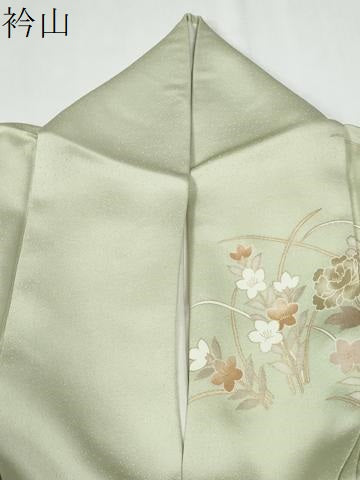 平和屋着物●訪問着　駒刺繍　牡丹花文　暈し染め　金彩　正絹　逸品　CABG0079yc