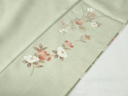 平和屋着物●訪問着　駒刺繍　牡丹花文　暈し染め　金彩　正絹　逸品　CABG0079yc