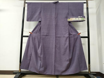 平和屋着物●結城紬　色無地　古代紫色　証紙付き　正絹　逸品　CABG0085yc