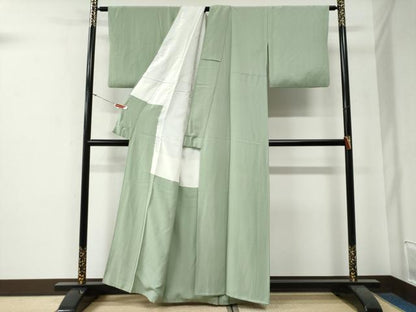 平和屋着物●上質な色無地　作家物　茶渋染　裏葉柳色　反端付き　正絹　逸品　CABG0086yc