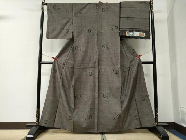 平和屋着物●本場大島紬　9マルキ　泥染め　鼓　石原正宏作　さが美扱い　証紙付き　正絹　逸品　CABG0088yc