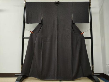 平和屋着物●上質な色無地　作家物　お多福地紋　黒鳶色　正絹　逸品　CABG0089yc