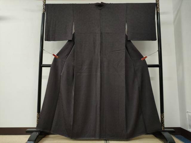 平和屋着物●上質な色無地　作家物　お多福地紋　黒鳶色　正絹　逸品　CABG0089yc