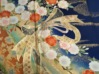 平和屋着物●ブライダルファッションデザイナー・桂由美　振袖　十二単風　束ね熨斗吉祥舞桜文　金彩　正絹　逸品　CABG0090yc