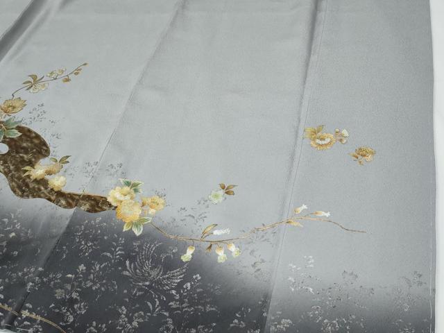 平和屋着物●訪問着　刺繍　鳳凰枝花文　暈し染め　金銀彩　やまと誂製　正絹　逸品　未使用　CABG0091yc