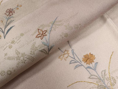 平和屋着物●訪問着　刺繍　霞草花文　暈し染め　金彩　正絹　逸品　未使用　CABG0094yc