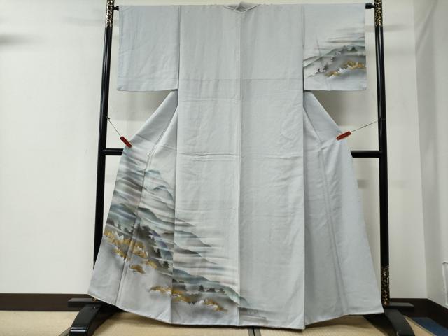 平和屋着物▼訪問着 遠山樹林風景シルエット 暈し染め 金彩 正絹 逸品 CABG0095yc