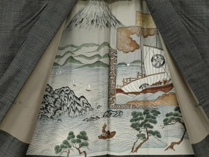 平和屋着物●男性　本場大島紬　アンサンブル　100亀甲　総詰め　正絹　逸品　未使用　CABG0097yc