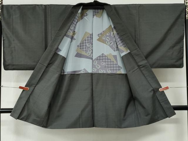 平和屋着物●男性　本場大島紬　アンサンブル　格子　正絹　逸品　CABG0099yc