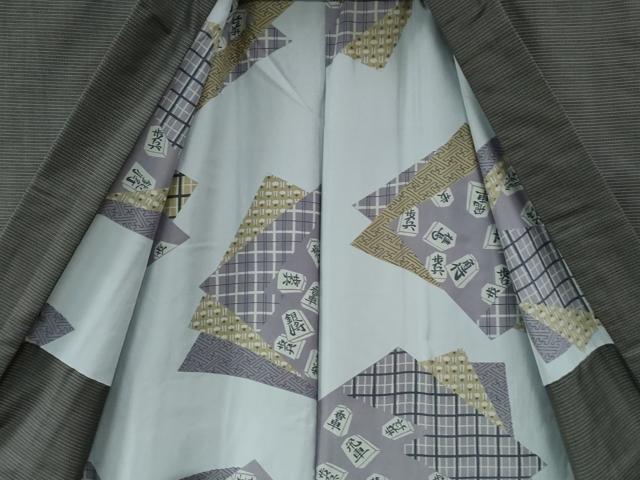 平和屋着物●男性　本場大島紬　アンサンブル　格子　正絹　逸品　CABG0099yc