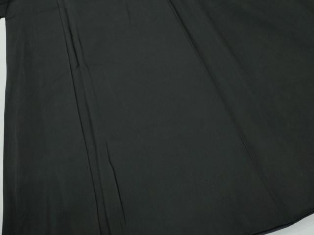 平和屋着物●男性　黒紋付　羽織セット　羽裏：富士・龍　正絹　逸品　CABG0107yc