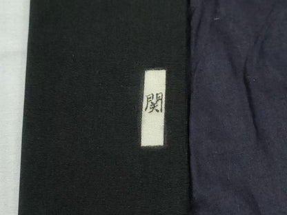 平和屋着物●男性　黒紋付　羽織セット　羽裏：富士・龍　正絹　逸品　CABG0107yc