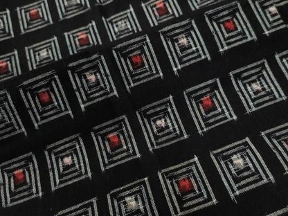 平和屋着物●久留米絣　アンサンブル　単衣　色紙吉祥文　黒地　綿　逸品　CABG0108yc