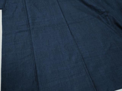 平和屋着物●男性　紬　アンサンブル　色無地　鉄紺色　羽裏：龍　正絹　逸品　CABG0109yc