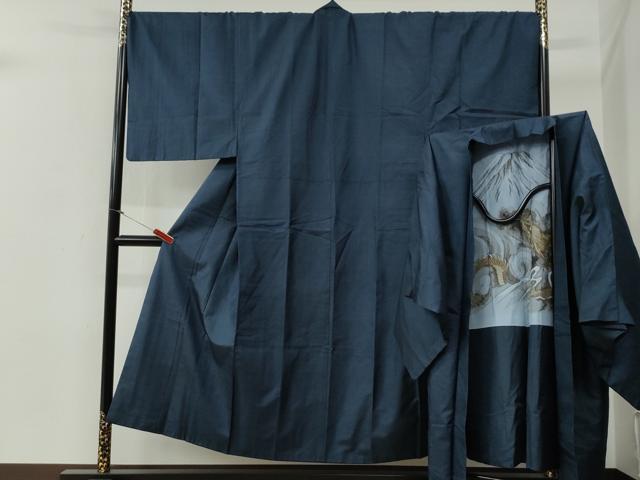 平和屋着物●男性　本場大島紬　アンサンブル　100亀甲　総詰め　羽裏：富士・龍　正絹　逸品　CABG0110yc