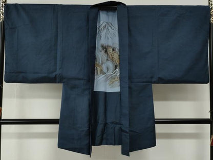 平和屋着物●男性　本場大島紬　アンサンブル　100亀甲　総詰め　羽裏：富士・龍　正絹　逸品　CABG0110yc