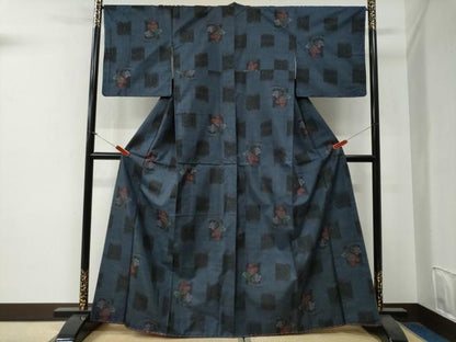 平和屋着物●本場大島紬　9マルキ　色紙枝花文　正絹　逸品　未使用　CABG0111yc