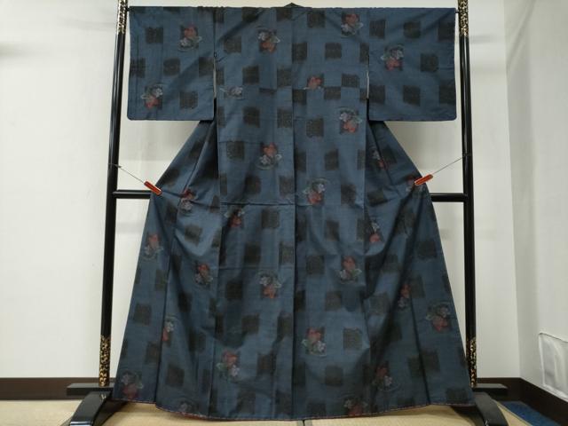 平和屋着物●本場大島紬　9マルキ　色紙枝花文　正絹　逸品　未使用　CABG0111yc