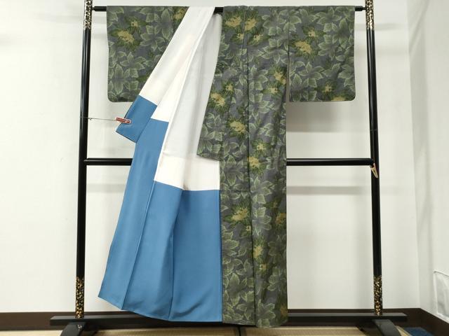 平和屋着物●本場大島紬　7マルキ　草花文　正絹　逸品　未使用　CABG0112yc