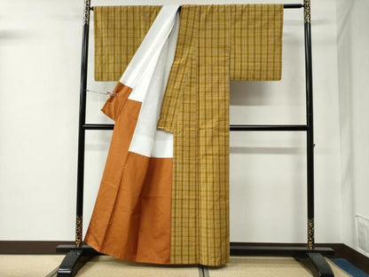 平和屋着物●無形文化財　本場黄八丈　近藤傳　草木染　手織　紬　正絹　逸品　CABG0115yc
