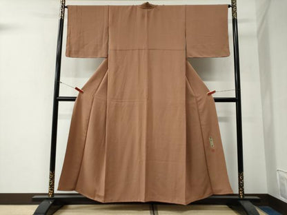 平和屋着物●染色作家　草野一騎監修　色無地　焦香色　正絹　逸品　未使用　CABG0116yc